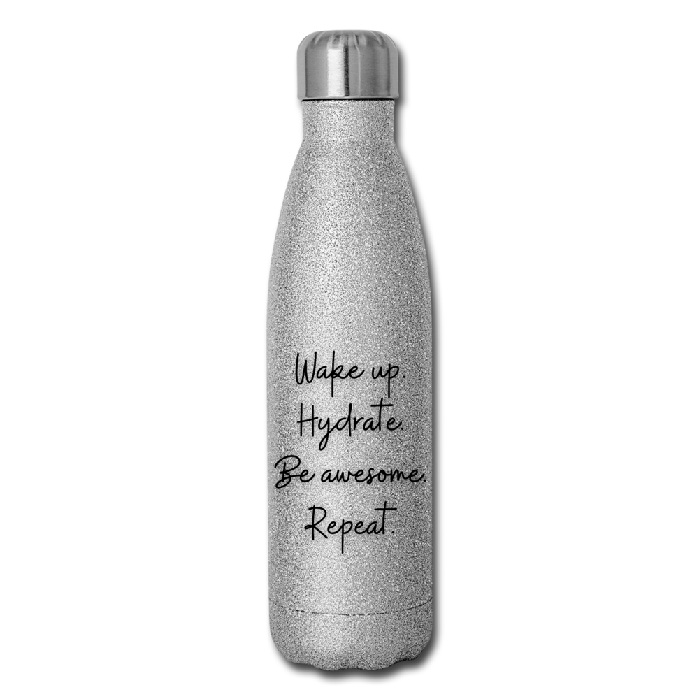 Be Awesome Glitter Insulated Water Bottle - silver glitter