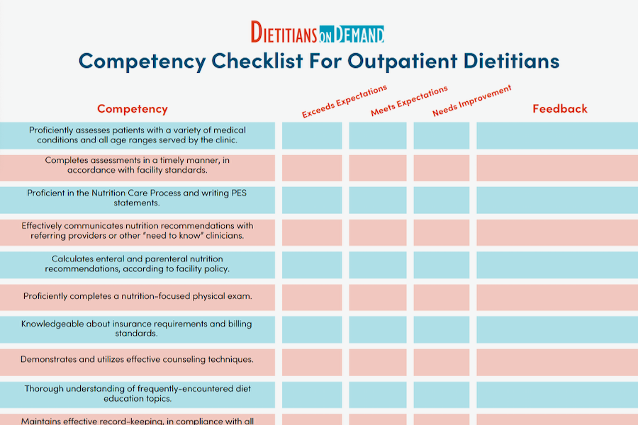 Competency Checklists for Dietitians | Infographic – Dietitians On Demand