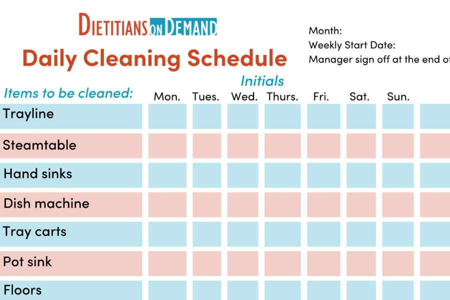 Daily and Weekly Cleaning Schedule | Infographic – Dietitians On Demand daily-and-weekly-cleaning-schedule-infographic-dietitians-on-demand