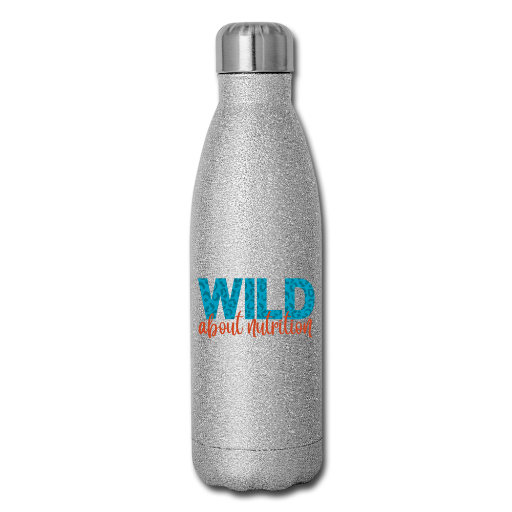 Wild About Nutrition Insulated Water Bottle - silver glitter